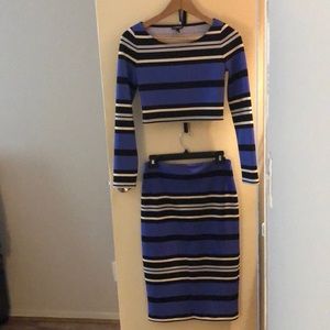 Striped 2 piece, crop top and skirt set